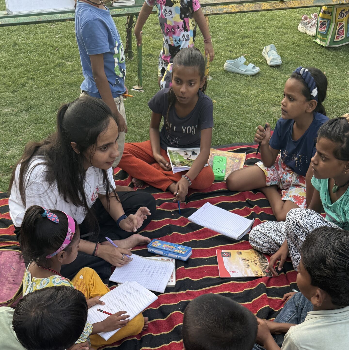Jan Sanjeevni Trust volunteers providing educational support to underprivileged children.