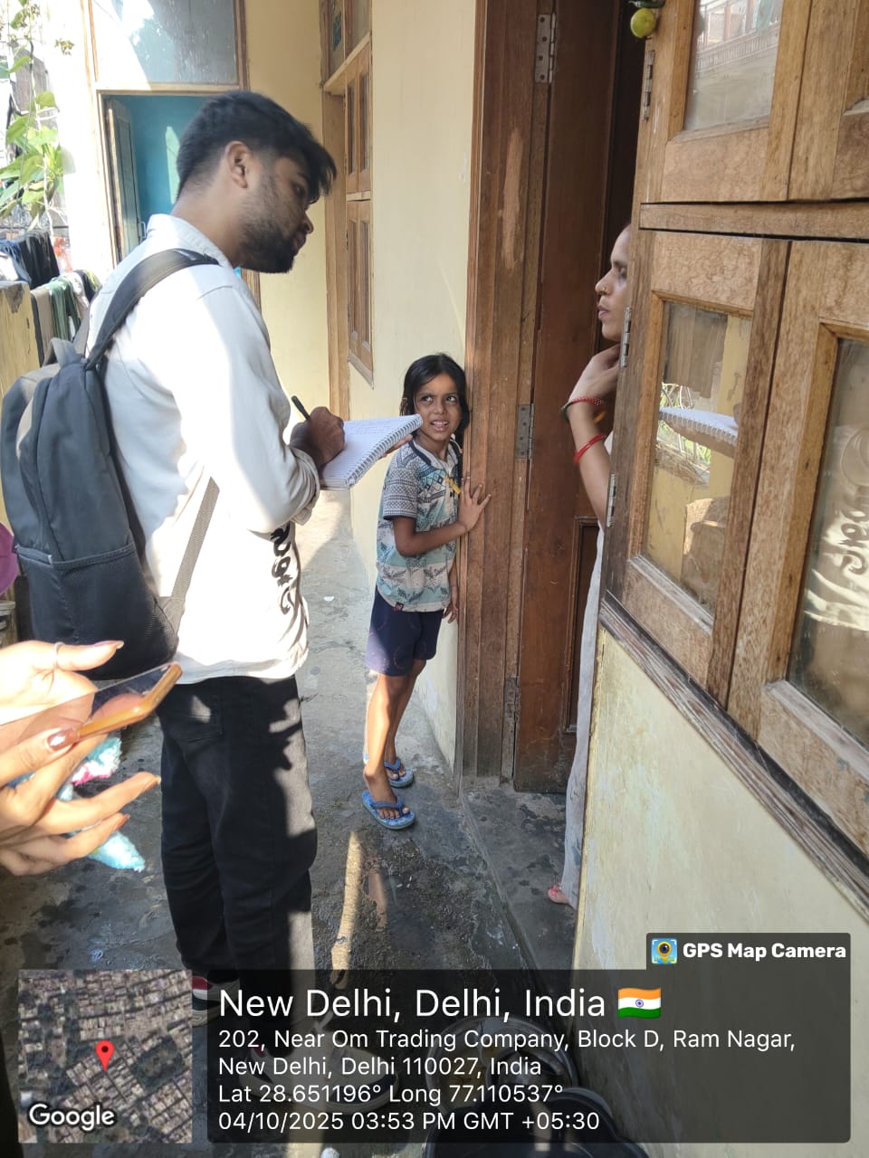 NGO volunteers conducting door-to-door awareness and data collection survey