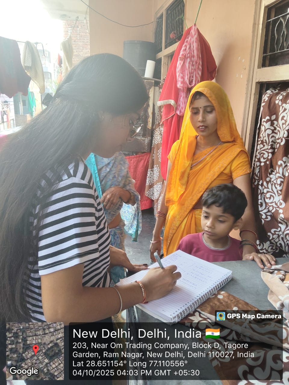 NGO volunteers conducting door-to-door awareness and data collection survey