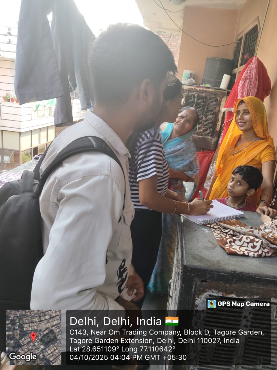 NGO volunteers conducting door-to-door awareness and data collection survey